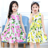 SOLVBAO Summer Child Girl Sleeveless Bourette Dress Princess Dress Vest Dress Summer Dress