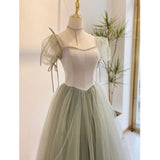 Solvbao Light Green Straps Long Formal Dress, Green A-line Prom Dress