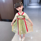 SOLVBAO Children Hanfu Summer Ancient Style Ribbon Dress Super Fairy Ethnic Style Children's Tang Costume Embroidery Girls' Han Chinese Costume