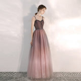 Solvbao Beautiful Gradient Tulle Straps Sweetheart Long Party Dress, Long Junior Prom Dresses