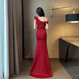 SOLVBAO New Sexy Tube Top Package Hip Split High-Grade Temperament Toast Dress Banquet Car Model Mop Evening Dress