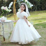 Birthday Banquet Princess Dress Girls Evening Dress High-End Children's Children's Small Host's Dress Costume for Piano Performance Summer