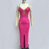 SOLVBAO New H683 Gold Chain  European and American Sexy Bandage One-Piece Dress Evening Dress Bandagedresses