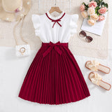 SOLVBAO Big Children's Clothing  Children's Wear for Spring and Summer European and American New Western Style Flounced Sleeve Color Matching Children Princess Dress Girl Dress