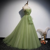 Solvbao Lovely  Green Tulle Prom Dress , Long Green Evening Party Dresses Sweet 16 Dresses