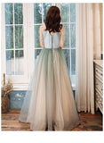 Solvbao Shiny Light Green Tulle Long Halter Neckline Party Dress, A-line Gradient Prom Dress