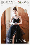 SOLVBAO Black Banquet Evening Dress Sequined Art Exam Costume Sexy Suspenders High Slit Party Dress