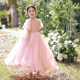 Birthday Banquet Princess Dress Girls Evening Dress High-End Children's Children's Small Host's Dress Costume for Piano Performance Summer