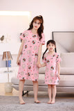 SOLVBAO Summer Girls' Nightdress Pure Cotton Children's Thin Short Sleeve Pajamas Air Conditioning Clothes Girls' Big Children Parent-Child Mother-Daughter Matching Outfit Wholesale