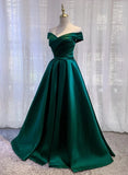 Solvbao Green Satin Long Sweetheart Junior Prom Dress, Elegant Evening Dress