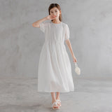 SOLVBAO Girls' Dress  Summer Korean Style Children's Clothing Mori Style High Waist Short Sleeve Girl Princess Dress Dress for Middle and Big Children