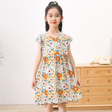 SOLVBAO 24 Summer Girls' Dress Children's Korean Princess Dress Cotton Silk Sleeveless Vest Skirt Little Girl Floral Skirt Wholesale