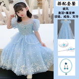 3-10 Years Old Girl Princess Elsa Dress Summer New Frozen Fashionable Dress Little Girl Bubble Skirt