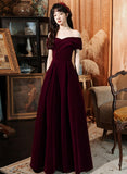 Solvbao Dark Red Velvet Long Party Dress Prom Dress , A-line Formal Dresses Evening Dresses