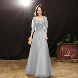 SOLVBAO Banquet Evening Dress  Summer New Gray Simple Sisters Group Party Dress Host Art Exam Performance Dress