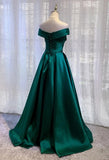 Solvbao Green Satin Long Sweetheart Junior Prom Dress, Elegant Evening Dress