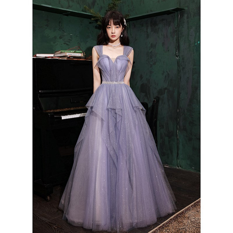 Banquet Evening Dress  New Light Luxury Minority High-End High-Grade Temperament Purple Annual Meeting Host Performance Dress