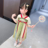 SOLVBAO Children Hanfu Summer Ancient Style Ribbon Dress Super Fairy Ethnic Style Children's Tang Costume Embroidery Girls' Han Chinese Costume