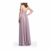 SOLVBAO Women's off-the-Shoulder Chiffon A- line Ruffled Bridesmaid Dress Long Evening Gown Formal Dress for Prom Party