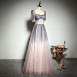 Solvbao Beautiful Pink Gradient Beaded Sweetheart Long Prom Dress, Tulle Evening Dresses