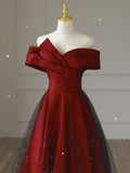 Solvbao A-line Black and Red Satin Long Prom Dress, Sweetheart Satin Party Dress Formal Dress