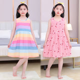 SOLVBAO Summer Child Girl Sleeveless Bourette Dress Princess Dress Vest Dress Summer Dress