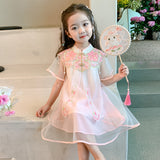 SOLVBAO Girls Dress Summer  New Ancient Chinese Clothing Short Sleeve Children Princess Dress Girls' Clothing Summer Kids' Skirt