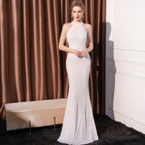 SOLVBAO Evening Dress Women's Elegant Light Luxury Goddess Fan High-End Noble Lady Banquet Party Long Slim Fishtail Dress