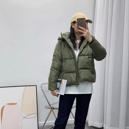 2025 autumn and winter new products European and American cross-border women's clothing urban simple casual hooded cotton jacket w027 9182