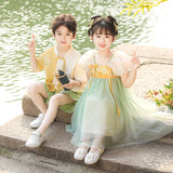 SOLVBAO Summer Children's Chinese Style Performance Wear Children's Day Girls' Han Chinese Costume Skirt Boys' Dance Costume