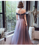 Solvbao Unique Gradient Sweetheart Long Formal Dress, Off Shoulder Eevning Dress Prom Dress