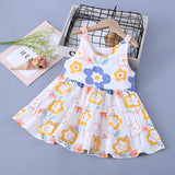 SOLVBAO New Girls Noil Poplin Dress  Summer Fashionable Floral Princess Dress Children Baby Thin Halter Skirt