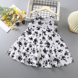 SOLVBAO New Girls Noil Poplin Dress  Summer Fashionable Floral Princess Dress Children Baby Thin Halter Skirt