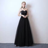 New Black Long Camisole Gown Dress Birthday Party Dress Banquet Host Performance Annual Party Evening Dress