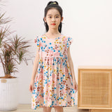 SOLVBAO 24 Summer Girls' Dress Children's Korean Princess Dress Cotton Silk Sleeveless Vest Skirt Little Girl Floral Skirt Wholesale