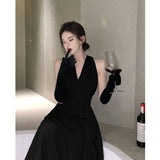 SOLVBAO High-End Birthday Party Dress Elegant Socialite Long Engagement Dress Sexy Backless Purple Halter Dress