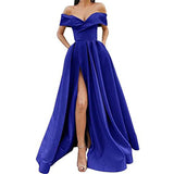 SOLVBAO Dress  New European and American Foreign Trade Cross-Border Party Evening Dress off-Shoulder Satin Long Overseas Dress Summer