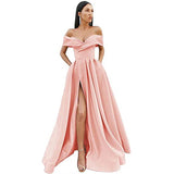 SOLVBAO Dress  New European and American Foreign Trade Cross-Border Party Evening Dress off-Shoulder Satin Long Overseas Warehouse Dress