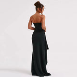 SOLVBAO 24 New Foreign Trade Cross-Border Evening Dress Party Women's off-Neck Tube Top Dress Sexy Backless High Slit Long Dress