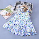 SOLVBAO New Girls Noil Poplin Dress  Summer Fashionable Floral Princess Dress Children Baby Thin Halter Skirt