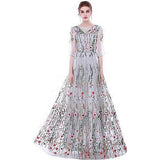 SOLVBAO Foreign Trade Wedding Dress    Long Embroidery Chiffon Dress Formal Dress Sexy Dress Dress