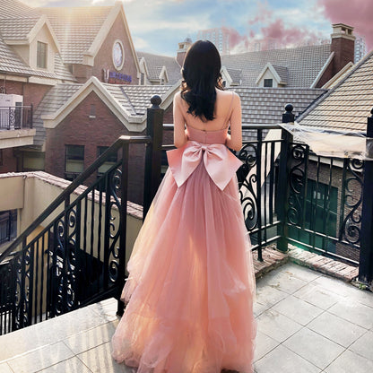 Solvbao Pink Tulle Long Formal Dress Party Dress, Pink Tulle and Satin Prom Dress