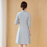 SOLVBAO Host Business Suit and Dress Speech Costume Women's, Blue Business Formal Wear Dress Fashion Waist Trimming Slimming Suit Skirt