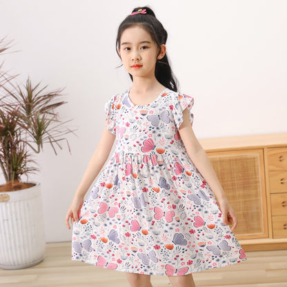 SOLVBAO 24 Summer Girls' Dress Children's Korean Princess Dress Cotton Silk Sleeveless Vest Skirt Little Girl Floral Skirt Wholesale