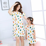 SOLVBAO Summer Girls' Nightdress Pure Cotton Children's Thin Short Sleeve Pajamas Air Conditioning Clothes Girls' Big Children Parent-Child Mother-Daughter Matching Outfit Wholesale