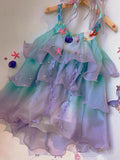 SOLVBAO Girl Mermaid Princess Dress Summer New Children's Clothing Children's Performance Wear Little Girl Rainbow Gradient Dress