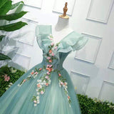 Solvbao Charming Green Off Shoulder Ball Gown Party Dress, Sweet 6 Dress