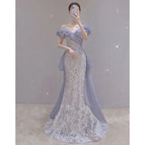 SOLVBAO High-End Fishtail Evening Dress  New Elegant Socialite Annual Meeting Host Dress Model Catwalk Performance Costumes