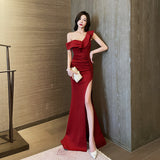 SOLVBAO New Sexy Tube Top Package Hip Split High-Grade Temperament Toast Dress Banquet Car Model Mop Evening Dress