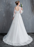 solvbao White Tulle with Lace Applique Long Straps Party Dress, White Wedding Party Dress